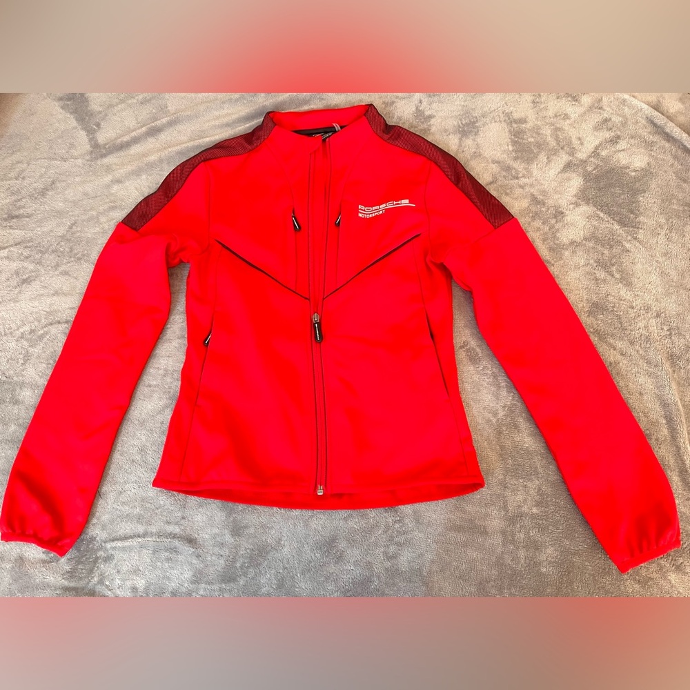 Porsche Motorsport Women's Softshell Red Jacket with black mesh